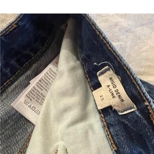 Madewell denim mini skirt.